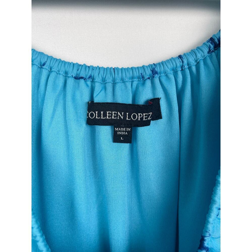 Colleen Lopez Blue Tie-Dye Smocked Hem Blouse Size L​ - Picture 5 of 7